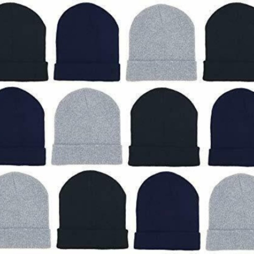 12 Pk Winter Beanie for Unisex Assorted Skull Cap
